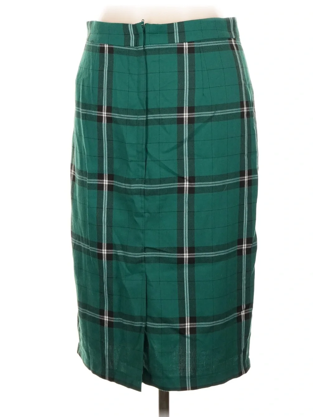 Collectif Classic Green Plaid Pencil Skirt - Tailored Vintage Style, Large, EUC